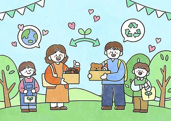 전신 PSD 여자 남자 지구 어린이 일러스트 들기 소녀 소년 여러명 성인 자연보호 재활용 거래 아나바다 중고 그린슈머 국내일러스트 다수 모션 자연 사람 보호 친환경 파일형식