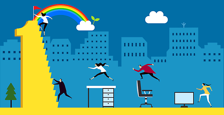 전신 여자 남자 하늘색 일러스트 비즈니스 여러명 성인 달리기 계단 점프 깃발 잡기 우승 직장인 장애물 오르기 장애물넘기 성인만 국내일러스트 AI파일 직업 다수 모션 사람 파란색 최고 넘기 파일형식 벡터