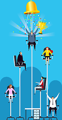 전신 여자 남자 하늘색 의자 일러스트 비즈니스 들기 앉기 여러명 성인 최고 직장인 트로피 노력 골든벨 성인만 국내일러스트 AI파일 직업 가구 다수 모션 사람 파란색 종 상_우승 파일형식 벡터