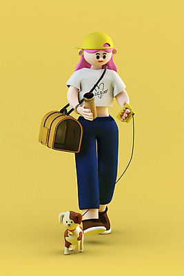 전신 PSD 편집이미지 여자 반려견 가방 3D캐릭터 한명 들기 성인 노란색 3D 산책 잡기 강아지 디지털합성 목줄 텀블러 성인여자한명만 월간캐릭터 그레이스 편집3D 캐릭터 1 잡화 컬러 모션 휴식 사람 컵 반려동물 개 여자한명만 성인여자만 파일형식 반려용품