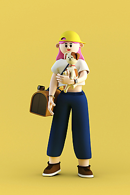 전신 PSD 편집이미지 여자 반려견 가방 안기 3D캐릭터 한명 들기 성인 노란색 3D 강아지 디지털합성 성인여자한명만 월간캐릭터 그레이스 편집3D 반려용품 캐릭터 1 잡화 컬러 모션 사람 반려동물 개 오브젝트 여자한명만 성인여자만 파일형식