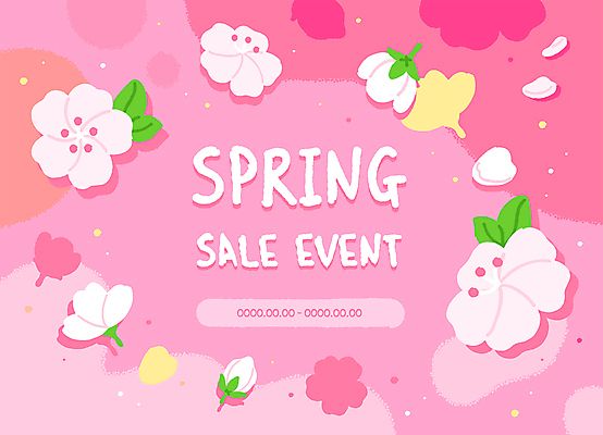 꽃 분홍색 일러스트 프레임 사람없음 세일 봄 국내일러스트 AI파일 식물 계절 컬러 파일형식 벡터