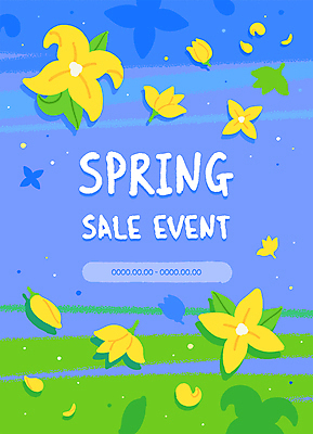 꽃 일러스트 프레임 사람없음 연두색 파란색 세일 봄 국내일러스트 AI파일 식물 계절 컬러 초록색 파일형식 벡터