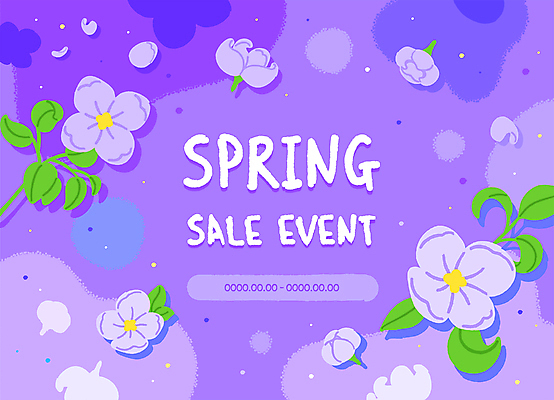 꽃 일러스트 프레임 사람없음 세일 보라색 봄 국내일러스트 AI파일 식물 계절 컬러 파일형식 벡터