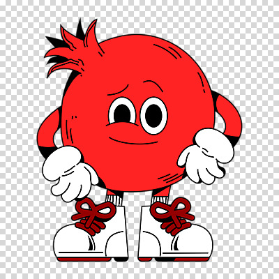 편집이미지 캐릭터 허리손 과일 누끼 사람없음 빨간색 플랫 복고 석류 PNG 비웃음 컬러 포즈 표정 파일형식