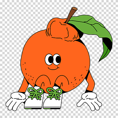 편집이미지 캐릭터 과일 누끼 앉기 사람없음 주황색 플랫 복고 한라봉 PNG 컬러 모션 파일형식