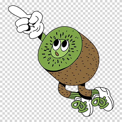 편집이미지 캐릭터 과일 키위 누끼 사람없음 초록색 갈색 올려보기 가리킴 플랫 복고 PNG 컬러 모션 손짓 파일형식
