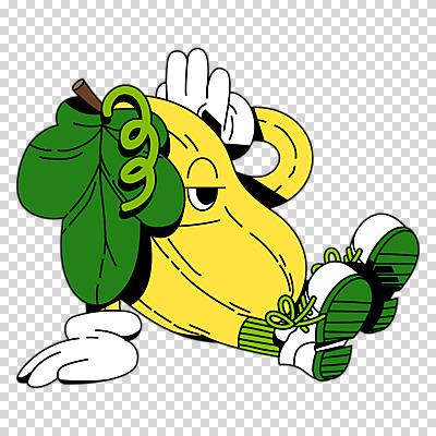 편집이미지 캐릭터 과일 누끼 앉기 사람없음 노란색 손들기 플랫 복고 참외 PNG 컬러 모션 파일형식