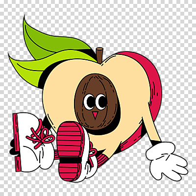 편집이미지 캐릭터 과일 미소 누끼 앉기 사람없음 노란색 플랫 복고 자두 PNG 컬러 모션 표정 파일형식