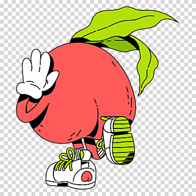 편집이미지 캐릭터 분홍색 과일 누끼 사람없음 손들기 플랫 복고 복숭아 PNG 컬러 모션 파일형식