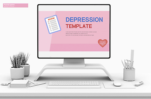 템플릿 분홍색 사람없음 하트 PPT 프레젠테이션 문서템플릿 서류판 우울감 우울증 체크리스트 애니형PPT 9P 이미지템플릿 모양 감정 컬러 사무용품 질병 파일형식