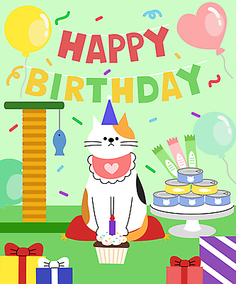 전신 캐릭터 한마리 반려견 일러스트 사람없음 파티 고양이 고깔모자 축하 생일파티 생일 컵케이크 파티용품 풍선 캣타워 캔사료 애묘간식 일러캐릭터 반려용품 AI파일 모자_잡화 1 기념일 컨셉 포유류 이벤트 반려동물 케이크 개 먹이 오브젝트 이벤트용품 파일형식 벡터
