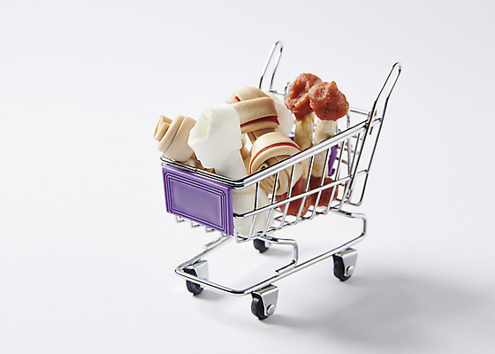 포토 JPG 스튜디오촬영 사람없음 쇼핑카 먹이 오브젝트 개껌 애견간식 영양_영양소 펫푸드 국내포토 실내 쇼핑 카트 애견용품 영양소 파일형식