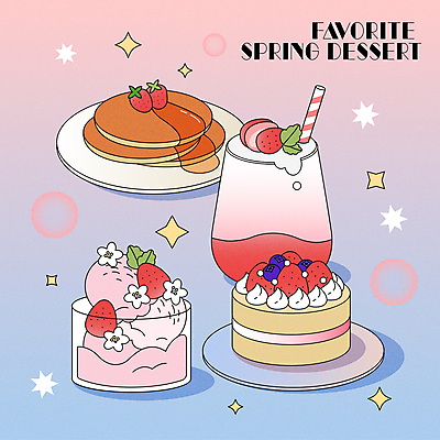 음료 일러스트 딸기 아이스크림 디저트 사람없음 케이크 봄 팬케이크 라떼 딸기라떼 국내일러스트 AI파일 계절 커피 음식 과일 파일형식 벡터