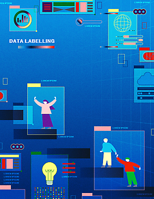 전신 여자 남자 일러스트 추상 성인 세명 파란색 자료 성인만 딥러닝 국내일러스트 AI파일 컬러 무늬 IT 사람 파일형식 벡터