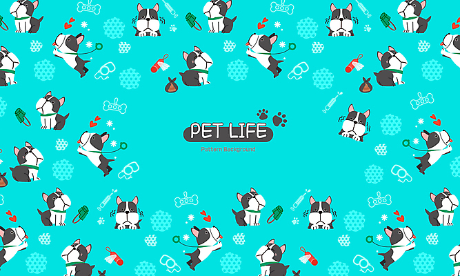 하늘색 백그라운드 패턴 일러스트 사람없음 강아지 목줄 배변봉투 보스턴테리어 펫티켓 국내일러스트 AI파일 무늬 봉투 파란색 반려동물 예절 개 테리어 파일형식 벡터 반려용품