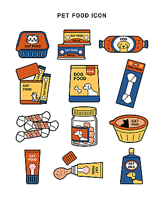 아이콘 반려견 사람없음 강아지 개껌 개뼈다귀 개사료 펫푸드 반려묘 캔사료 애묘간식 고양이먹이 2D아이콘 AI파일 반려동물 고양이 개 먹이 애견용품 애견간식 파일형식 벡터