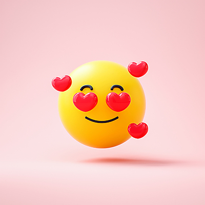 PSD 편집이미지 감정 표정 사랑 사람없음 노란색 3D 하트 원형 이모지 편집3D 모양 도형 컬러 디지털합성 파일형식