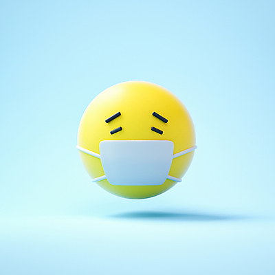 PSD 편집이미지 감정 표정 마스크 사람없음 노란색 3D 원형 감기 이모지 편집3D 도형 컬러 질병 디지털합성 파일형식