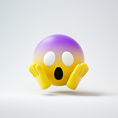 PSD 편집이미지 감정 표정 사람없음 노란색 3D 놀람 원형 무서움 공포 이모지 편집3D 도형 컬러 디지털합성 파일형식