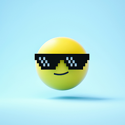 PSD 편집이미지 표정 사람없음 선글라스 노란색 3D 원형 멋 이모지 편집3D 도형 안경 컬러 디지털합성 파일형식