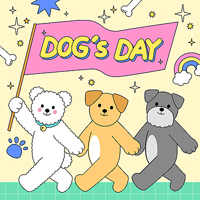 반려견 무지개 일러스트 들기 이벤트 사람없음 반짝임 반려동물 노란색 걷기 깃발 강아지 개캐릭터 개뼈다귀 키치 세계강아지의날 국내일러스트 AI파일 자연요소 동물 기념일 컬러 동물캐릭터 컨셉 모션 개 애견간식 파일형식 벡터