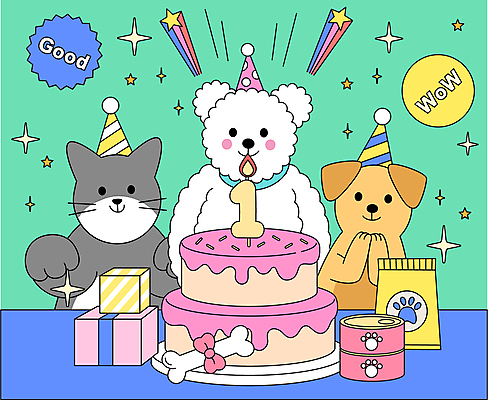 별 반려견 일러스트 폭죽 선물 이벤트 사람없음 선물상자 반짝임 장난감 생일파티 생일 강아지 먹이 생일케이크 개캐릭터 생일축하 손모으기 고양이캐릭터 민트색 반려묘 캔사료 키치 세계강아지의날 국내일러스트 AI파일 자연요소 기념일 컬러 동물캐릭터 컨셉 모션 손짓 반려동물 상자 케이크 고양이 축하 개 파일형식 벡터
