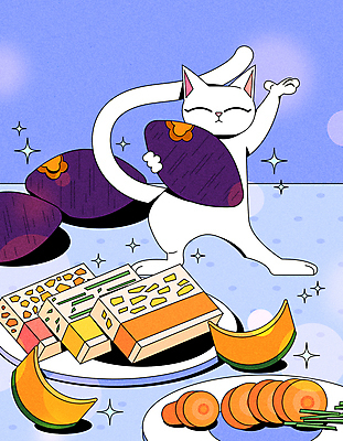 일러스트 호박 들기 사람없음 파란색 반려동물 케이크 고양이 당근 고구마 펫케어 펫푸드 반려묘 애묘간식 고양이먹이 국내일러스트 AI파일 동물 컬러 채소 포유류 모션 디저트 뿌리채소 관리 먹이 애견용품 파일형식 벡터