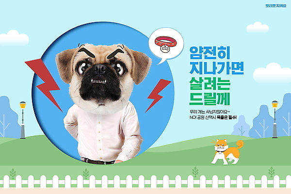PSD 편집이미지 공원 반려견 두마리 타이포그라피 사람없음 반려동물 예절 강아지 사나움 목줄 매너 맹견 펫티켓 이미지편집 동물 문자 공공시설 2 개 파일형식 반려용품