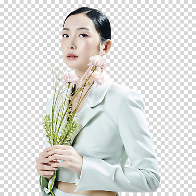 편집이미지 응시 여자 꽃 무표정 한명 들기 누끼 상반신 20대 성인 옆모습 한국인 PNG 의료성형뷰티 성인여자한명만 식물 1 시선 감정 뷰포인트 모션 표정 사람 동양인 청년 여자한명만 성인여자만 파일형식