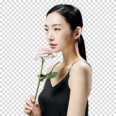 편집이미지 응시 여자 한명 들기 누끼 상반신 20대 성인 옆모습 장미 한국인 잡기 PNG 의료성형뷰티 성인여자한명만 1 시선 꽃 뷰포인트 모션 사람 동양인 청년 여자한명만 성인여자만 파일형식