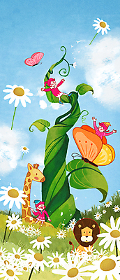 PSD 여자 남자 꽃 어린이 나비 일러스트 상상 동화 요정 소녀 소년 세명 새싹 봄 승차 사자 기린 어린이만 동심 국내일러스트 식물 계절 곤충 포유류 모션 사람 파일형식