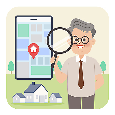 노년 남자 일러스트 돋보기 부동산 한명 들기 스마트폰 노후대책 매물 찾기 노인남자한명만 국내일러스트 AI파일 1 모션 사람 성인 노후 핸드폰 스마트기기 재산 남자한명만 노인남자만 파일형식 벡터