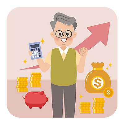 노년 남자 일러스트 한명 들기 파이팅 계산기 재산 상승 노후대책 노후자금 자금 노인남자한명만 국내일러스트 AI파일 1 컨셉 돈 모션 문구용품 사람 성인 금융 노후 장비 남자한명만 노인남자만 파일형식 벡터