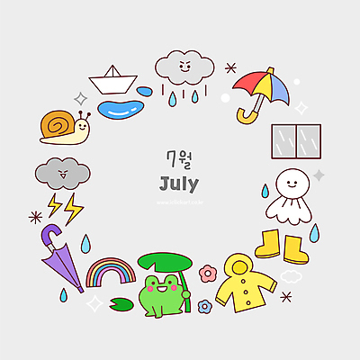 인형 일러스트 우산 프레임 개구리 사람없음 회색 원형 오브젝트 먹구름 달팽이 우비 장마 7월 국내일러스트 AI파일 도형 옷 컬러 연체동물 양서류 비_날씨 날짜 파일형식 벡터 구름_자연