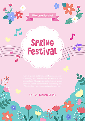 영어 꽃 분홍색 일러스트 타이포그라피 사람없음 축제 봄 국내일러스트 AI파일 식물 문자 계절 컬러 파일형식 벡터