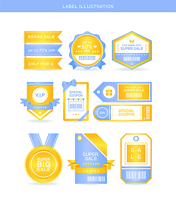 일러스트 사람없음 파란색 세트 노란색 유행 꼬리표 라벨 세일 메달 쿠폰 바코드 트렌드컬러 국내일러스트 AI파일 컬러 프레임 상_상패 파일형식 벡터