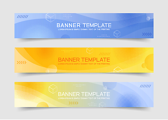 도형 배너 가로배너 백그라운드 일러스트 사람없음 가로 파란색 세트 노란색 유행 그라데이션 트렌드컬러 국내일러스트 AI파일 컬러 파일형식 벡터