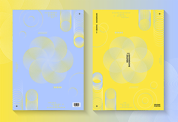 포스터 백그라운드 일러스트 사람없음 파란색 세트 노란색 유행 기하학 트렌드컬러 국내일러스트 AI파일 컬러 무늬 파일형식 벡터