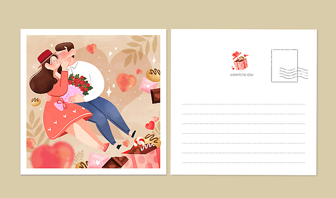전신 PSD 커플 여자 남자 꽃다발 프로포즈 일러스트 화이트데이 키스 발렌타인데이 사랑 들기 성인 두명 초콜릿 편지지 엽서 베이지색 성인만 국내일러스트 꽃 감정 컬러 관계 모션 데이이벤트 디저트 사람 편지 애정표현 파일형식