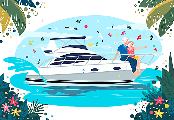 전신 여자 할아버지 노년 남자 할머니 여유 바다 요트 일러스트 휴가 앉기 두명 노부부 가리킴 풀 즐거움 노인만 국내일러스트 AI파일 식물 부부 감정 배_교통 모션 사람 손짓 성인 성인만 파일형식 벡터