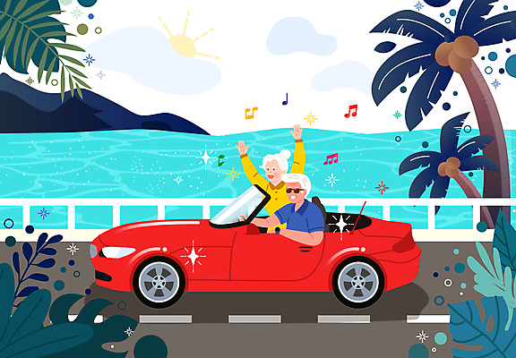 여자 할아버지 노년 남자 할머니 여유 바다 여행 일러스트 휴가 상반신 두명 노부부 만세 운전 승차 즐거움 스포츠카 노인만 국내일러스트 AI파일 부부 감정 모션 자동차 사람 성인 성인만 파일형식 벡터