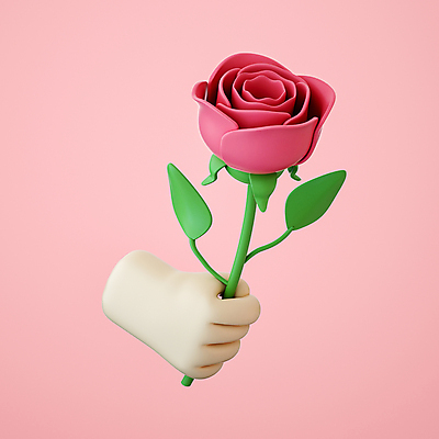 PSD 편집이미지 손 한송이 들기 신체부위 장미 3D 편집3D 1 꽃 모션 사람 디지털합성 송이 파일형식