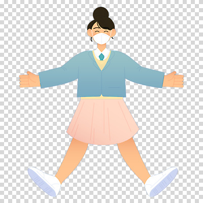 전신 편집이미지 학생 여자 교복 청소년 팔벌리기 마스크 한명 미소 누끼 PNG 십대여자한명만 1 옷 모션 표정 사람 여자한명만 십대여자만 파일형식