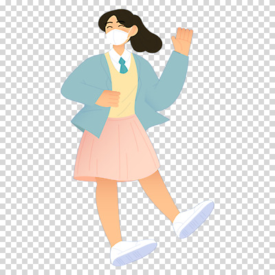 전신 편집이미지 학생 여자 교복 청소년 마스크 한명 미소 누끼 손들기 PNG 십대여자한명만 1 옷 모션 표정 사람 여자한명만 십대여자만 파일형식