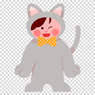 전신 편집이미지 남자 어린이 윙크 한명 누끼 소년 분장 고양이 PNG 인형옷 코스프레 소년한명만 1 옷 포유류 표정 사람 반려동물 남자한명만 소년만 파일형식