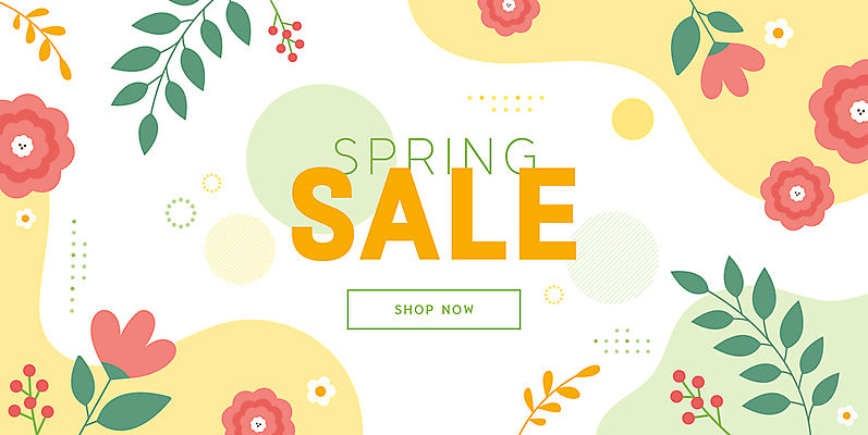식물 배너 꽃 일러스트 이벤트 타이포그라피 사람없음 연두색 노란색 세일 봄 프로모션 국내일러스트 AI파일 문자 계절 컬러 초록색 파일형식 벡터