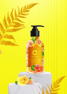 PSD 편집이미지 잎 사람없음 장미 노란색 화장품 단상 이미지편집 식물 꽃 컬러 뷰티 파일형식