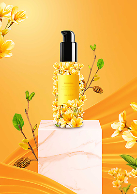PSD 편집이미지 꽃 사람없음 노란색 화장품 단상 이미지편집 식물 컬러 뷰티 파일형식