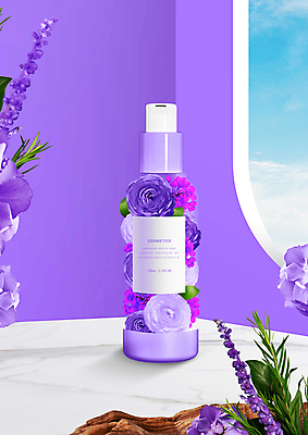 PSD 편집이미지 꽃 사람없음 보라색 화장품 이미지편집 식물 컬러 뷰티 파일형식